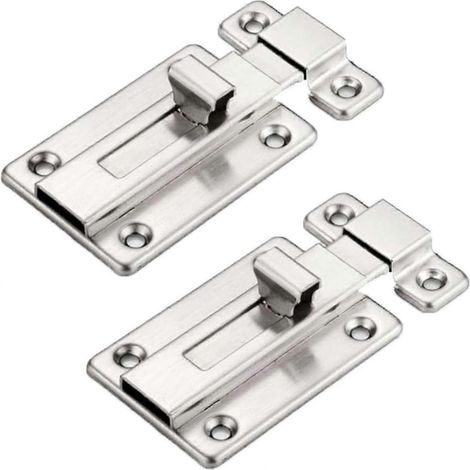 Verrou de porte coulissant, lot de 2, en acier inoxydable, petit verrou coulissant avec vis pour abri de jardin, portail, armoire, porte intérieure, 7,6 cm (3 pouces).