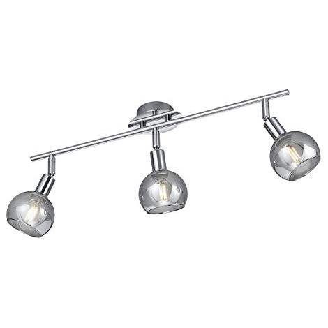 Faretti Soffitto Parete Barra 3 Spots metallo Cromo Vetri Fume Brest GD Trio (1/3)
