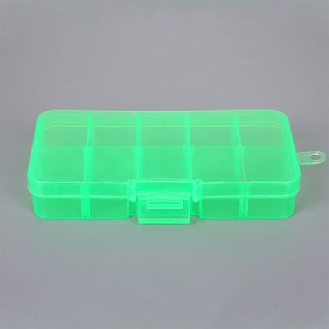 Boîte De Rangement À 10 Compartiments Réglables - Boîte De Rangement Pour Bijoux Et Petits Objets - Plastique Transparent - 12,8 x 6,5 x 2,2 cm (1/5)