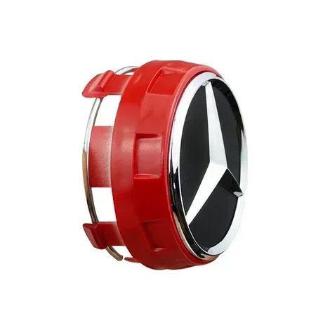 (75 mm Rouge) - 4 enjoliveurs centraux de roue surélevés noirs et rouges de 75 mm, compatibles avec Mercedes-Benz AMG A0004000900 (1/2)
