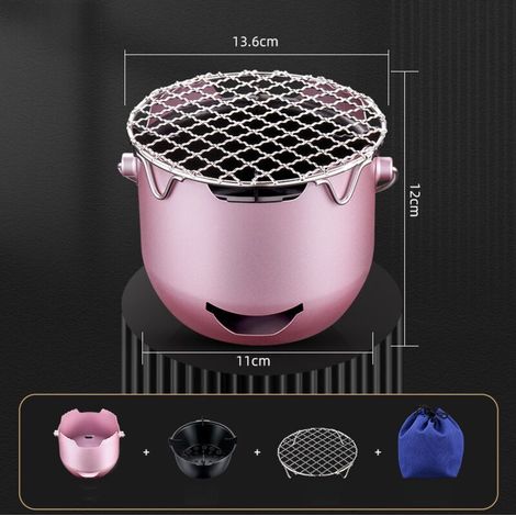 TAISHENGDA – Mini barbecue con maniglia per il trasporto, in acciaio inox, ideale per campeggio e picnic, per 1-2 persone, compatto e facile da trasportare – Viola (1/5)