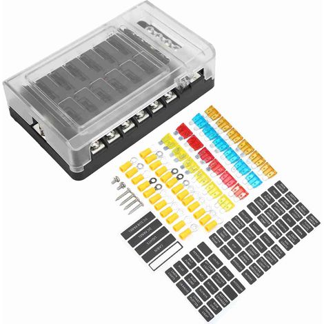Boîtier à Fusibles 12 Voies Étanche avec Borne Négative et Indicateur LED pour Voiture Caravane Bateau (1/5)
