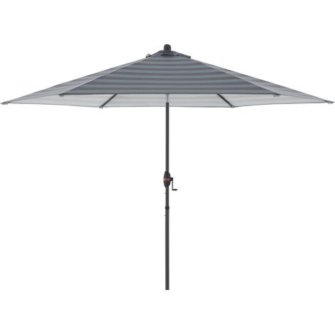 Doppler Mittelmastschrim "Auto Tilt" Ø305 cm, Blockstreifen anthrazit, Bezug aus 100% Polyester, Gestell aus Aluminium, Gewicht 2,7 kg (1/5)