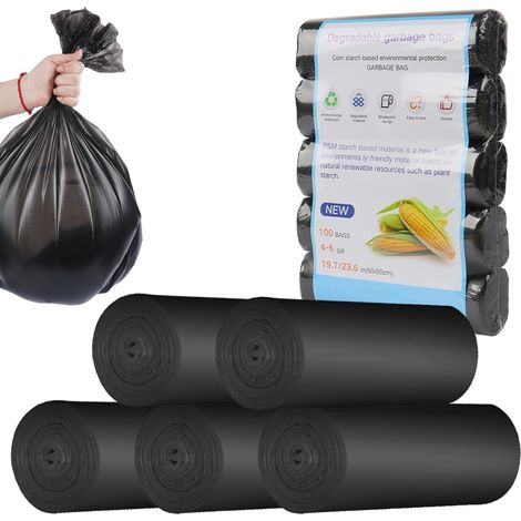 Lot de 100 sacs de toilette noirs - 50 x 60 cm - Extra biodégradables - Résistants à la déchirure - Résistants à la déchirure - Épais et imperméables - Accessoires de séparation pour la randonnée, les (1/5)
