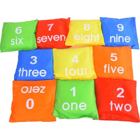 Lot de 10 sacs de sable colorés pour enfants, jeu d'éducation précoce avec chiffres, prop de sport de lancer (1/5)
