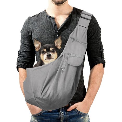 verstellbare Hundeschultertasche (40–85 cm), atmungsaktives Canvas, Reißverschlusstasche, kleine Haustiertragetasche, Outdoor (1/5)