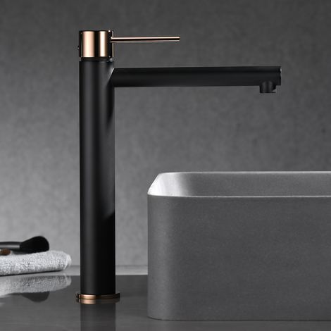 Imex -  Grifo Monomando Lavabo Caño Alto Negro Serie  Milos Stick (1/2)