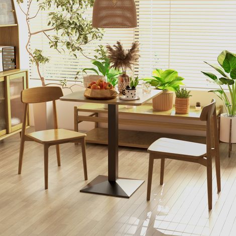 Esstisch Quadratischer Küchentisch für 2 Personen Esszimmertisch mit Holzoptik Stahlbasis 70 x 70 x 75 cm Dunkelbraun (1/5)