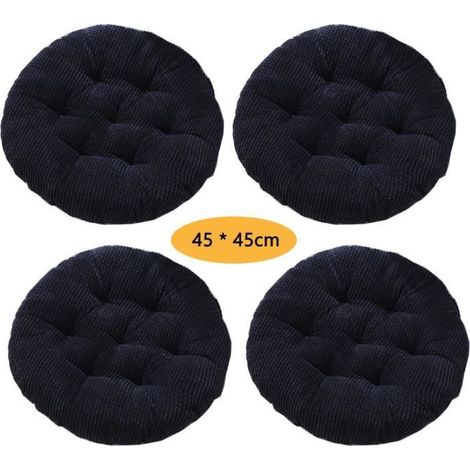 Coussin rond en velours côtelé épais et minimaliste - Lot de 4 Coussin de Siège 45x45 cm, Coussin de chaise,marine (1/4)