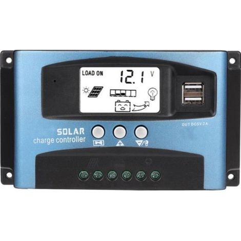 Chargeur Batterie Solaire MPPT - 40 A 50 A 60 A 100 A - Double Écran LCD - Entrée 12 V 24 V - USB - 1 Pièce (1/3)