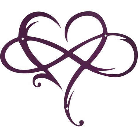 Sculpture Murale En Métal - Symbole Infini Cœur - Décoration Murale Geométrique En Acier Inoxydable - 29 x 35 cm - Noir Blanc Violet Gris - 1 Pièce (1/5)