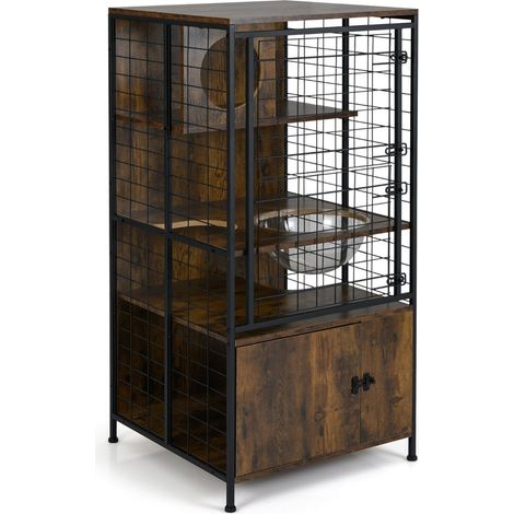 Armoire pour animaux multi-niveaux 60 x 60 x 125 cm avec armoire verrouillable design moderne en bois marron