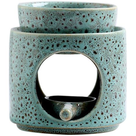 Brûleur de cire en céramique, diffuseur d'arômes bleu pour anniversaires, Noël, mariages et maison