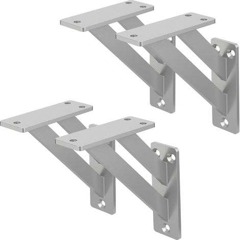 ML-Design 4 Stück Regalhalterung 120x120 mm, Silber, Aluminium, Schwebende Regalhalterungen, Regalwinkel, Wandhalterung für Regalbrett, Regalträger für Wandmontage, Wandregal Wandkonsole Regalstütze
