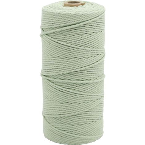 Corde macramé coton vert clair 200 m, diamètre 2,5 mm, fil souple résistant pour DIY décoration (1/5)