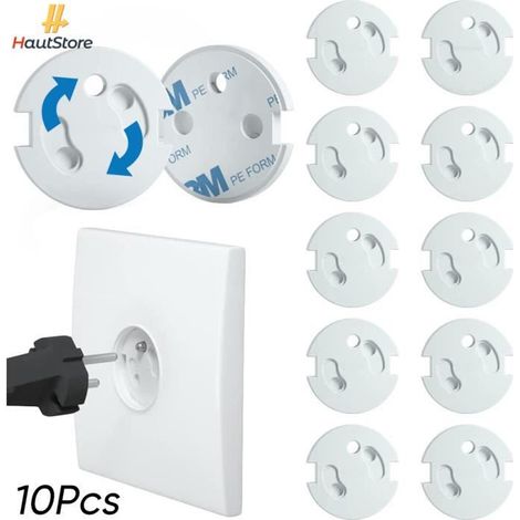 (10) Cache Prise Bébé Français,Sécurité Domestique Et Puériculture Pour Protection Prise Courant Électrique (1/4)