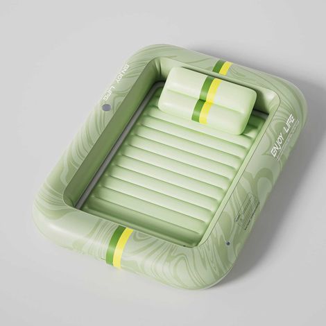 Matelas Gonflable Flottant pour Piscine et Plage, Chaise Longue de Bronzage Pliable en PVC 170x110x22 cm avec Oreiller Confortable pour Adultes