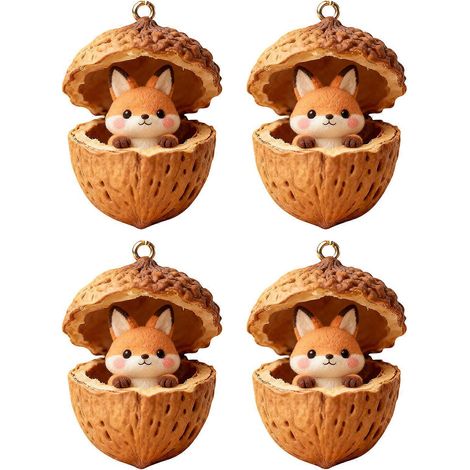 4er-Set Tannenzapfen-Tier-Hänge-Weihnachtsbaumdekoration aus bruchsicherem Acryl für Autoinnenräume, Weihnachtsfeierdekoration, mehrfarbig (1/5)