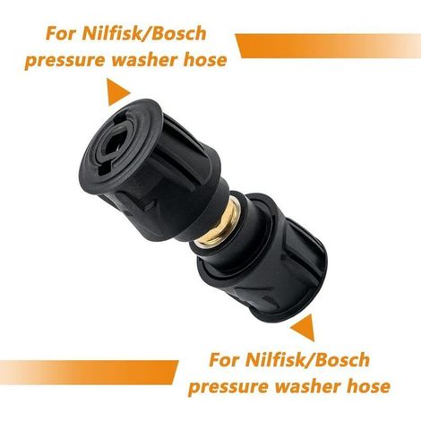 Set di 2 adattatori rapidi ad alta pressione per idropulitrici e pistole, compatibili con tubi Nilfisk/Bosch. (1/4)