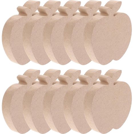 10pcs Étiquettes en Bois Beige de Pommes pour Décoration Halloween, Support Debout, Artisanat DIY Peinture, pour Maison et Cabinet (1/5)