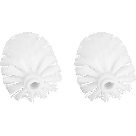 Set mit 2 weißen, antibakteriellen Ersatz-Toilettenbürstenköpfen zum Aufschrauben auf ein 12-mm-Gewinde mit robusten, steifen Borsten für Bad und WC (1/5)