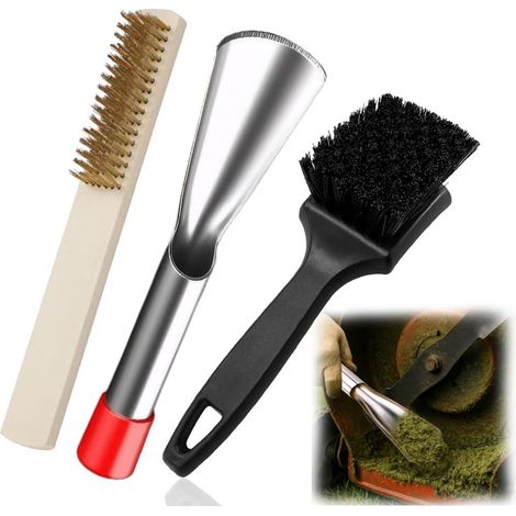 Kit de 3 outils de nettoyage pour carter de tondeuse – Grattoir et brosse – Accessoires de jardin (1/5)