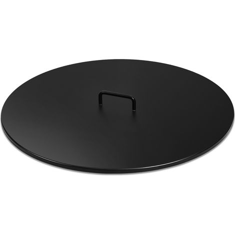 TolleTour Couvercle rond pour brasero Ø 75,5 cm, acier carbone noir 1,5 mm, poignée inox 304, pour jardin et terrasse (1/5)