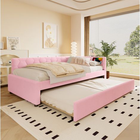 letto contenitore 90x200 estraibile USB luce boucle rosa OKMYHOME (1/5)