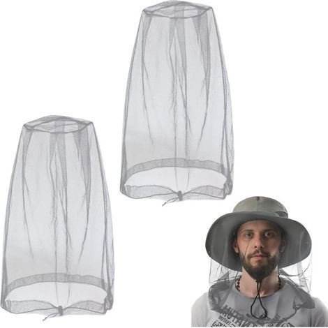 2 Pièces Moustiquaire de Tête Filet Anti-Insectes Fin en Nylon pour Randonnée, Camping et Apiculture - Protection Contre Moustiques/Mouches pour Pêche et Activités Outdoor-Karteo (1/5)