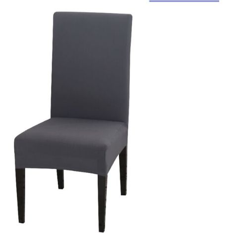 (Gris oscuro) Paquete de 2 fundas elásticas para sillas, fundas universales para sillas de comedor, fundas extraíbles y lavables, ideales para bodas, restaurantes, decoración del hogar y hoteles. (1/3)