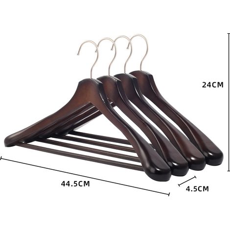 Kleiderbügel, 10er-Set, Massivholzprofile mit extra breiten Schultern, rutschfest für Hemden, Mäntel, Jacken, Hosen, 360° drehbarer Haken