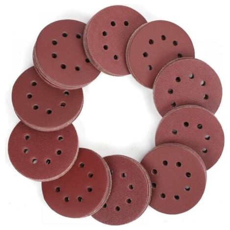 Disques de Ponçage 150 Pièces, Disques Abrasifs de 125mm avec 8 Trous, Papier de Verre, Papier Sablé, Grain 60, 80, 100, 120, 150,180, 240, 320, 400, 600 pour Polissage, Dérouillage, Finition (1/5)