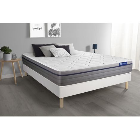 Ensemble matelas Mémoire de forme ACTIMEMO ZEN 140x190 Maxi épaisseur 7zones de confort + sommier KIT blanc (1/5)