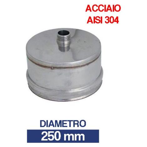 TAPPO SCARICO CONDENSA ACCIAIO INOX TUBO STUFA PELLET CAMINO CANNA FUMARIA24431V 250 (22065)