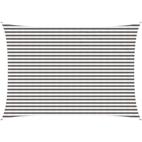 Voile d'ombre gris clair et blanc 3 x 6 m HDPE - Voile d'ombrage protection solaire anti-UV jardin terrasse extérieur (1/5)