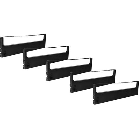vhbw 5x Ribbon Cartridge compatible with Commodore SC 5920, MPS 1250, 1200 P, MPS 1200 P, MPS 1200 Dot Matrix, Receipt Printer - Black Ink Ribbon