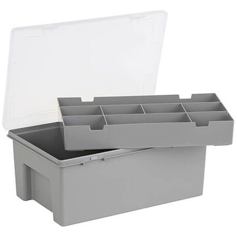 Wham Organiser Box 3.04.01 29cm with 8 Division Removable Tray Soft Grey/Clear