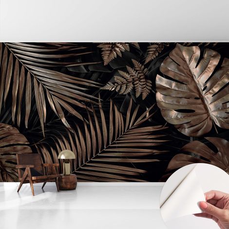 Papier peint autocollant adhésif installation rapide du papier peint durable et résistante Feuilles exotiques 416x254 cm (1/5)