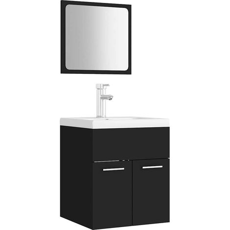 Maison Exclusive - Badmöbel-Set Schwarz Holzwerkstoff (1/5)