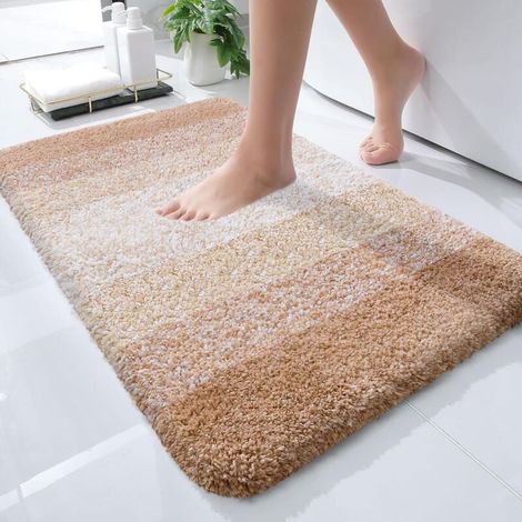 Tapis de bain, 24x16 cm, tapis de bain en microfibre ultra-doux et absorbant, lavable en machine, beige.