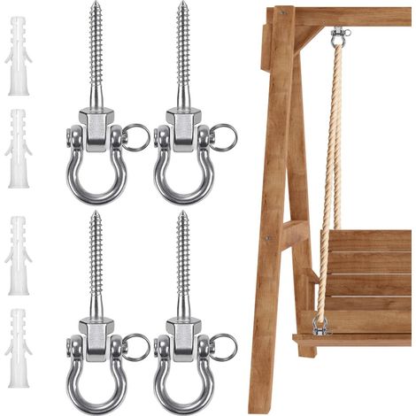 Crochet Plafond Hamac, 2 Pc Balancelles Accessoires Crochets Pivotants pour Balcons, Patios, Gymnases, Terrains de Jeux, IntéRieurs/ExtéRieurs Poutres en Bois, Plafonds en BéTon Piton,, 13cm, 600kg