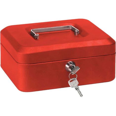 ARREGUI Elegant, Geldkassette aus Stahl, Geldbox, 15 cm breit, Abschließbare Kasse mit Geldeinsatz, Kleine Geldkassette mit Schlüssel und Münzeinsatz / Geldeinsatz, Geldkasse Rot C9214