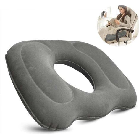Aufblasbares Sitzkissen 45 x 39 cm bei Hämorrhoiden - rundes orthopädisches Kissen mit Pumpe, lindert Hämorrhoiden, radikuläre Schmerzen und Steißbeinschmerzen.