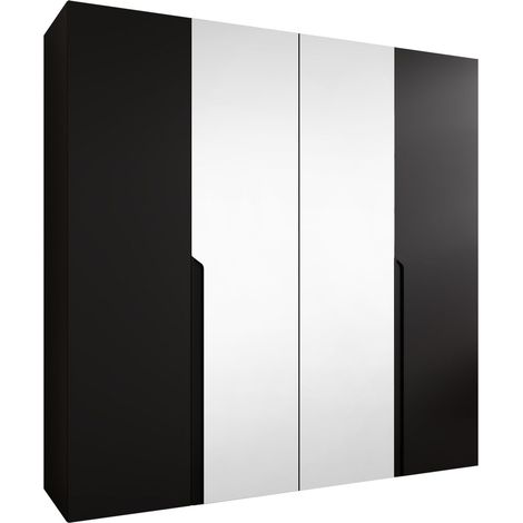 Armoire Hartford 586, Noir, 202x200x52cm, Portes d'armoire: Avec des charnières, Nombre d'étagères: 0 (1/5)