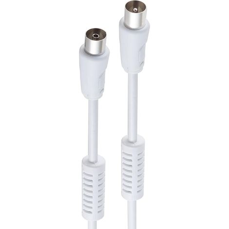 Cable antena de TV de 80 Ohm con ferrita 1.5 M Blanco