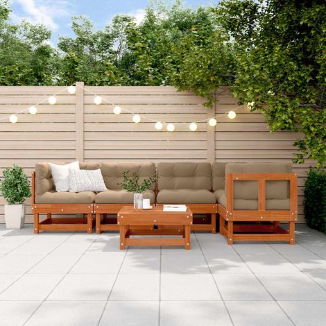 vidaXL Ensemble de salon de jardin 6 pcs Brun cire Bois de pin massif (1/5)