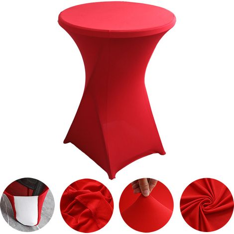 Mantel de cóctel elástico, ideal para bodas, banquetes y fiestas (diámetro 76,20 cm - 81,28 cm x altura 106,68 cm), 2 piezas, color rojo brillante (mesa no incluida). (1/5)