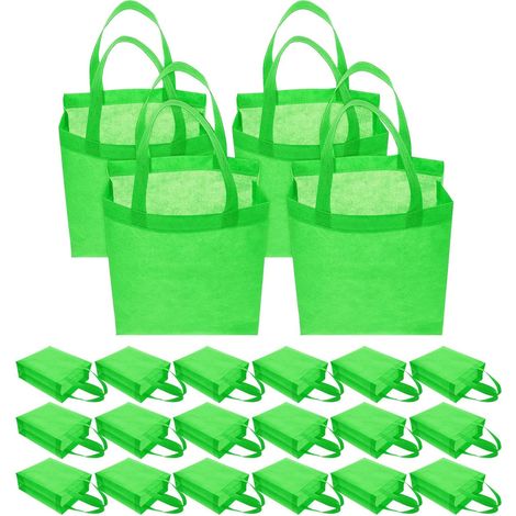 30 sacs à provisions lavables en non-tissé vert citron avec poignées 25 x 10 cm , réutilisables pour