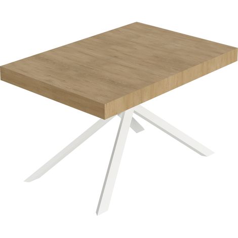 Table extensible Niket 140/224x80cm chêne naturel pieds blancs
