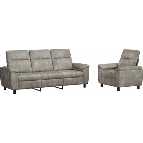Set di divani 2 pcs Grigio Chiaro Pelle Scamosciata Sintetica vidaXL